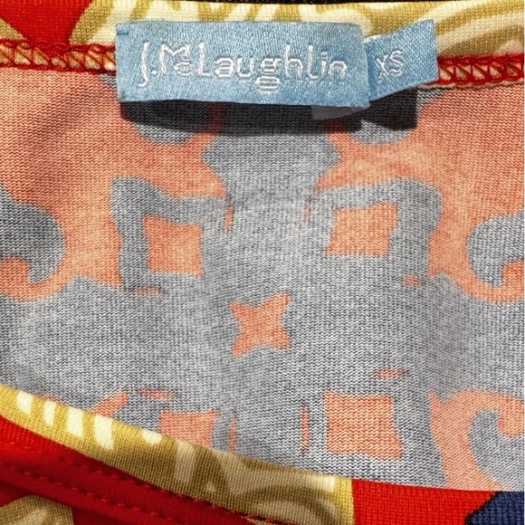 J McLaughlin Top Womens XS Pinwheel Signature Catalina Cloth 3/4 Sleeve Red Blue - Picture 5 of 5